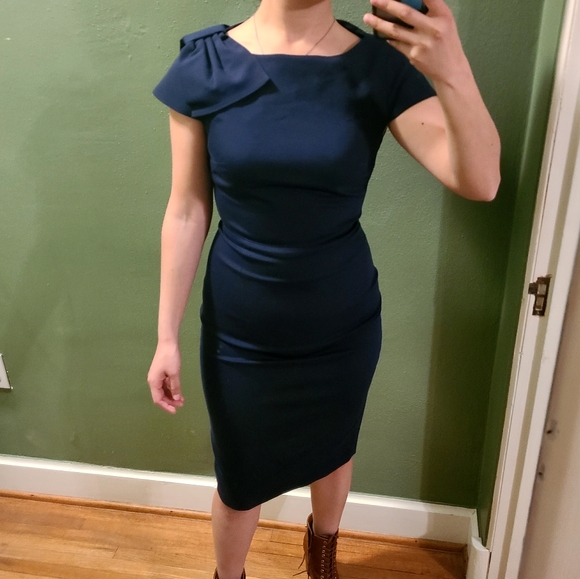 Ted Baker Bow Detail Fitted Dress Size 0 - Picture 4 of 5